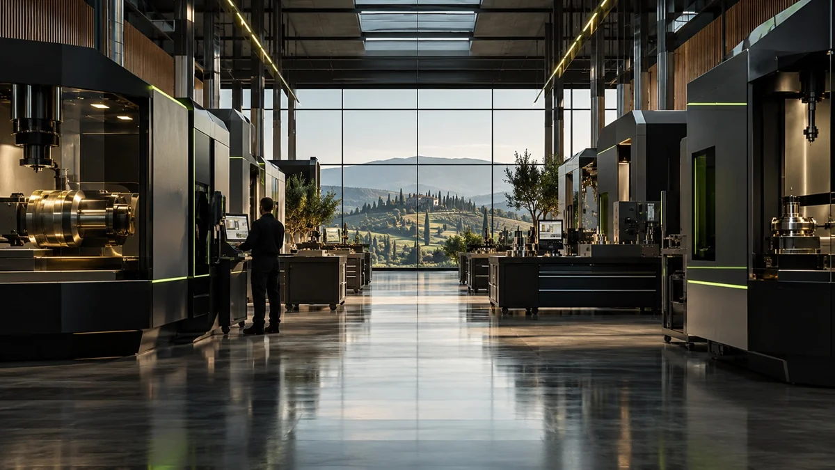 A cinematic view inside a company